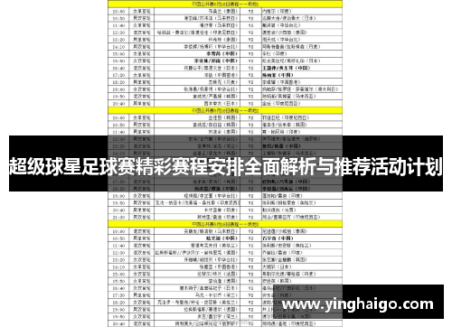 超级球星足球赛精彩赛程安排全面解析与推荐活动计划